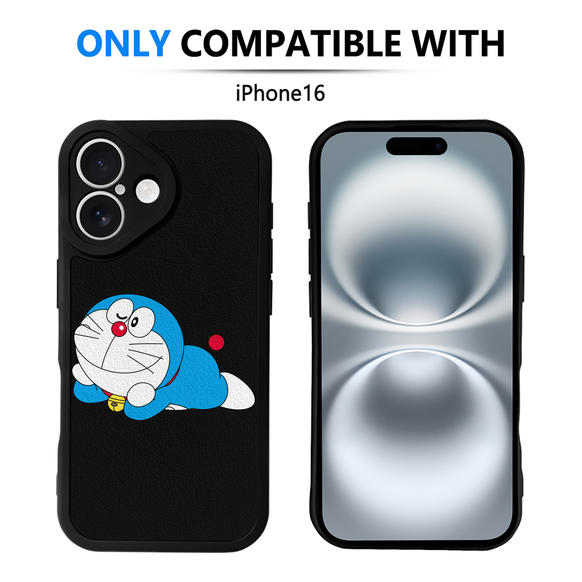 （画像用） ドラえもん Doraemon 【iPhone 16シリーズ対応】シリコンスマホケース（レザー調） 材質：シリコン